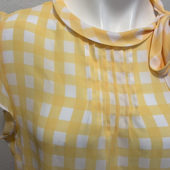 Liz Claiborne Yellow Checkered Top Sz S - Picture 2 of 7